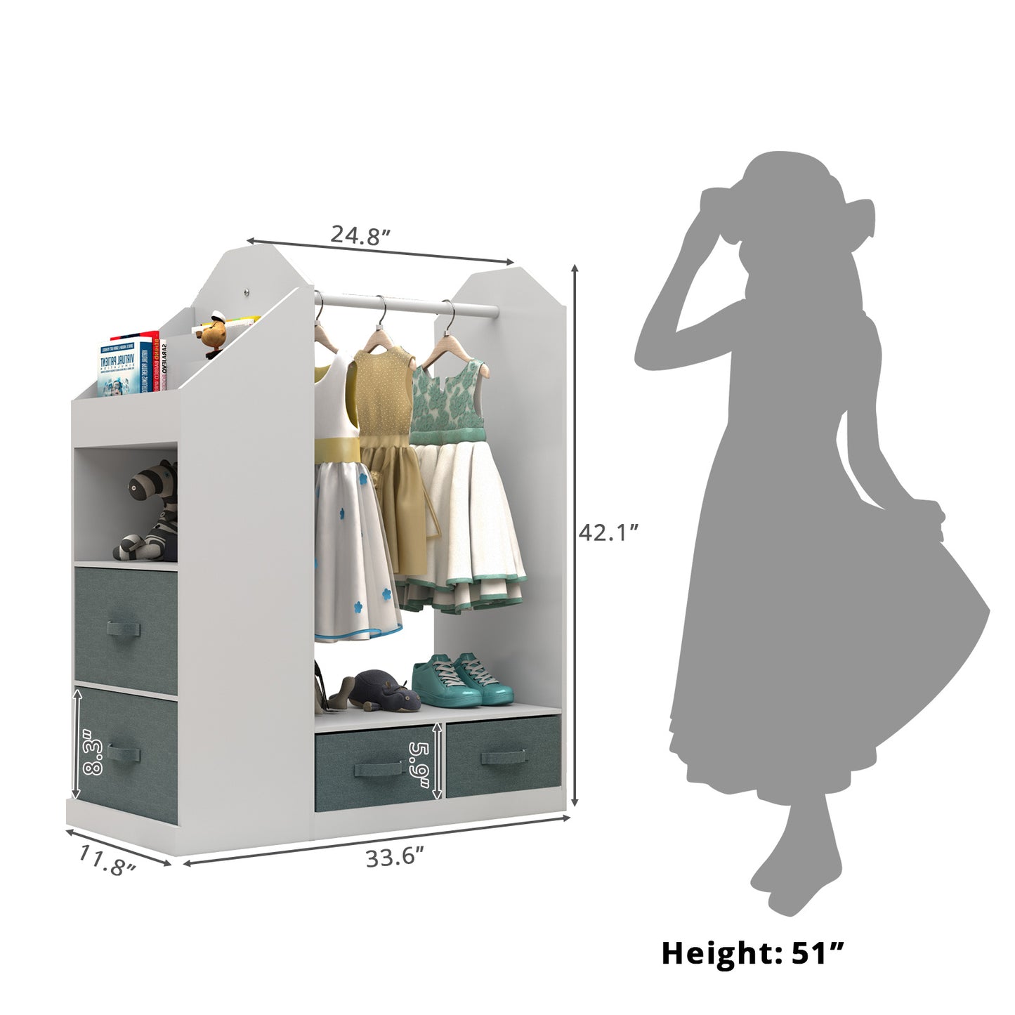 US Local Children's Clothing Storage Racks, Clothing Racks, Children's Wardrobes, Open Hanging Wardrobes With Mirrors