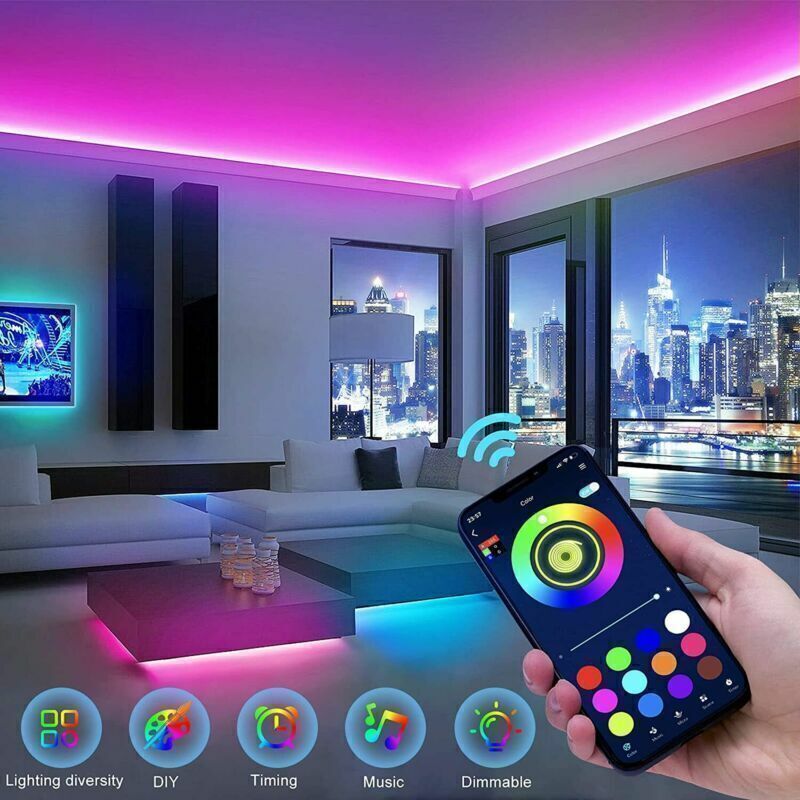 US Local BRAND NEW 5050 RGB LED Strip Bluetooth Remote Lights TV Back Lights For Bar Room