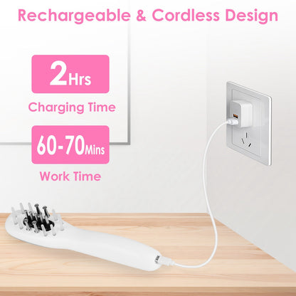 US Local 1 Pc Electric Scalp Massage Comb Microcurrent Hair Brush Handheld Head Scratcher Massager Hair Oil Applicator With Vibration Micro-Current Mode Red & Blue Light Therapy Oil Applicator