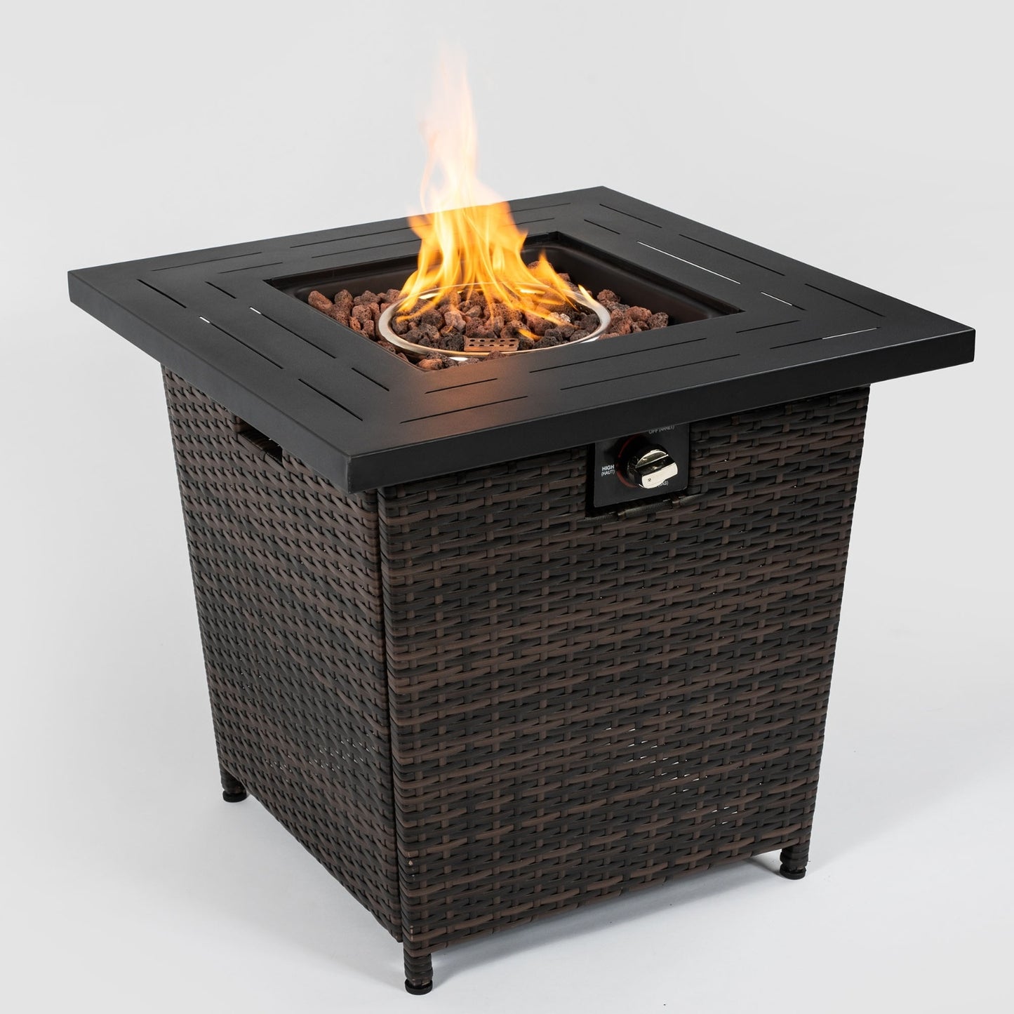 US Local 28inch Wicker Square Fire Pit Table
