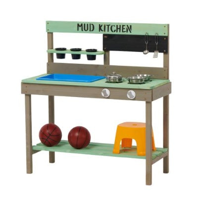 US Local Kids Play Kitchen, Wood Mud Kitchen With Water Play Set  Cooking Toys For Outdoor, Gift For 3 8