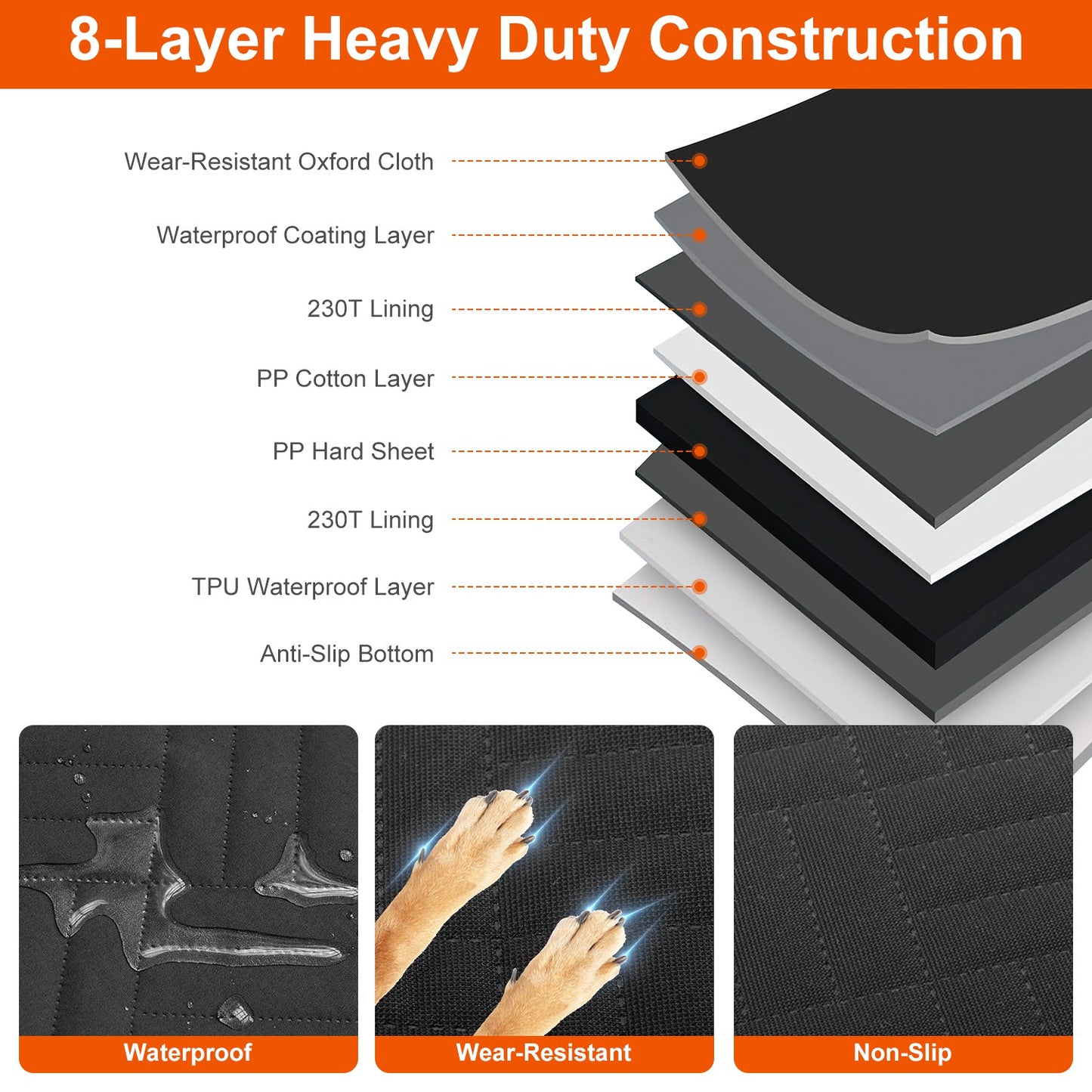 US Local 1Pc Dog Car Seat Cover For Back Seat Waterproof Oxford Cloth Seat Cover Hammock Non-Slip Scratchproof Back Seat Extender With Side Flap Mesh Window Storage Bag For Car SUV Truck