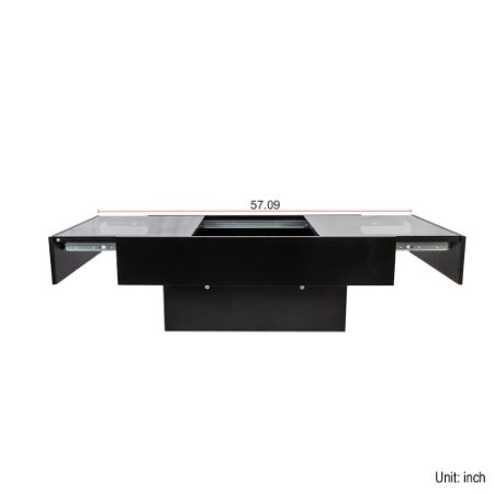 US Local Coffee Table With Sliding Tabletop, Center Table With Hidden Storage Compartment, Extendable Table For Living Room