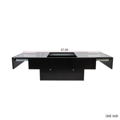 US Local Coffee Table With Sliding Tabletop, Center Table With Hidden Storage Compartment, Extendable Table For Living Room