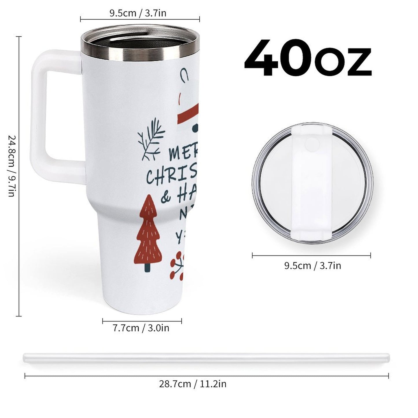 PHDT00077 POD US Local Tumbler 40 oz Large Capacity Car Cup Christmas Pendant, Red
