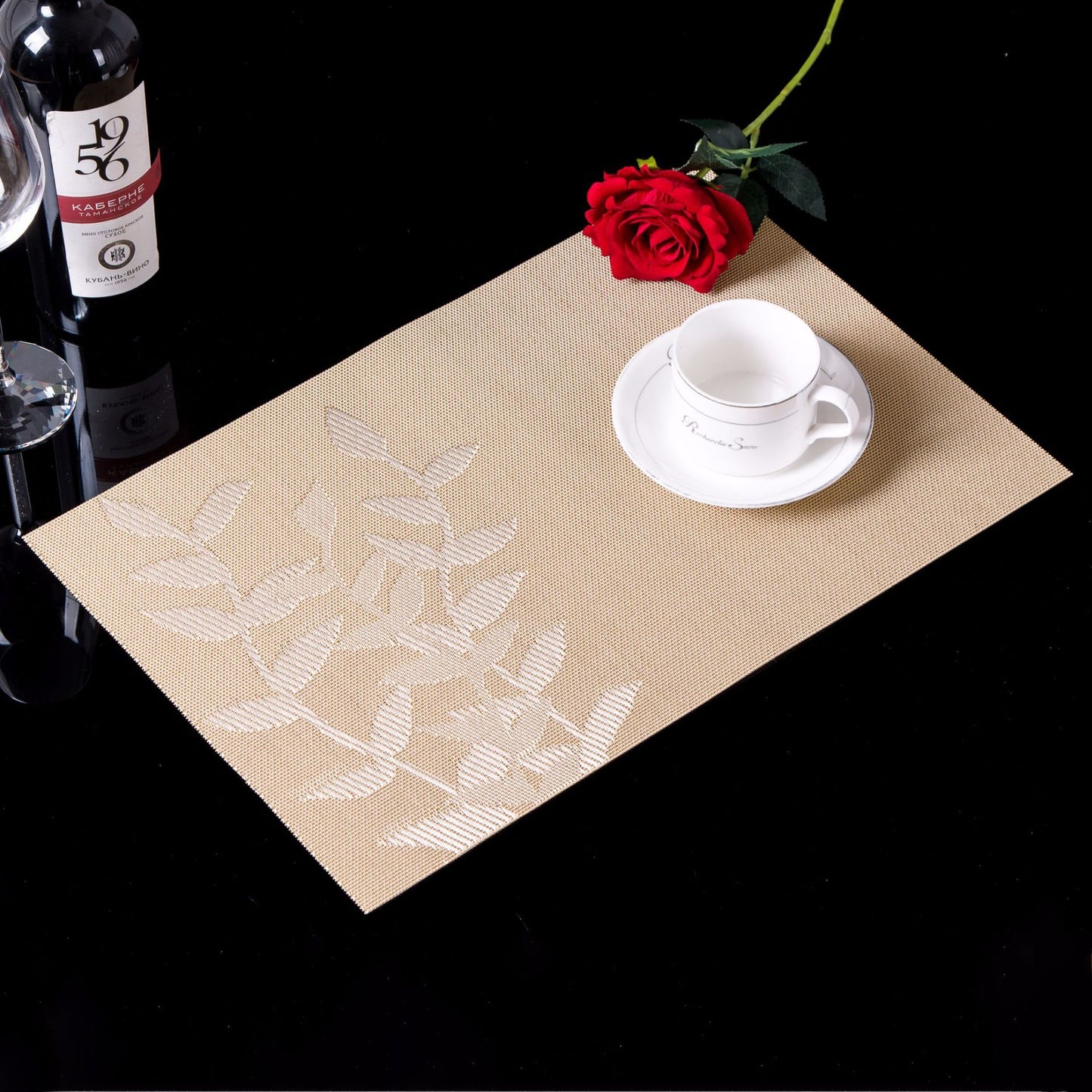 PVC Western-style Placemat Water Plants Leaves Insulation Placemat