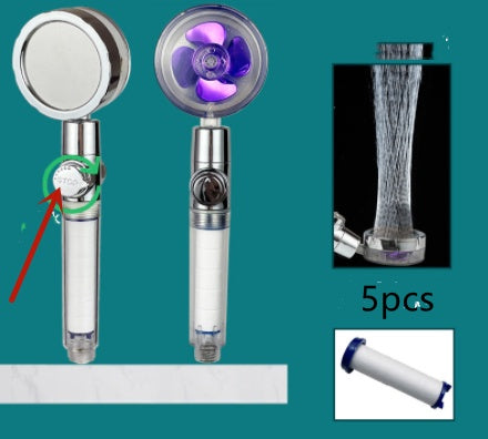 Turbo Propeller Shower Head Water Saving High Preassure Flow 360 Degrees With Fan Extension Showerhead Rainfall With Holder