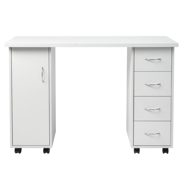 US Local White 120X54X81cm One Door Four Drawers Computer Desk Nail Art Table 1PC