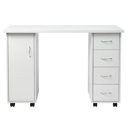 US Local White 120X54X81cm One Door Four Drawers Computer Desk Nail Art Table 1PC