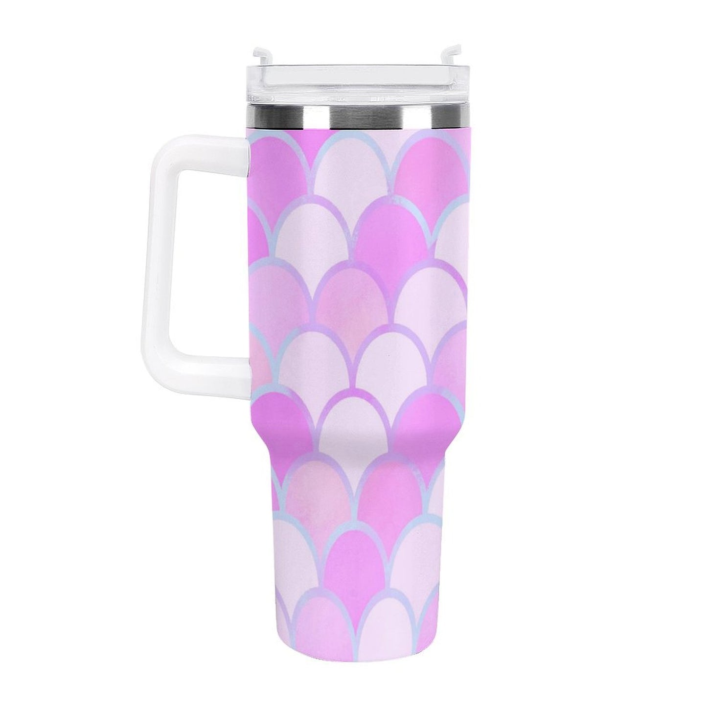 PHDT00427 POD US Local Tumbler 40 oz Large Capacity Car Cup Pink, Fish Scales