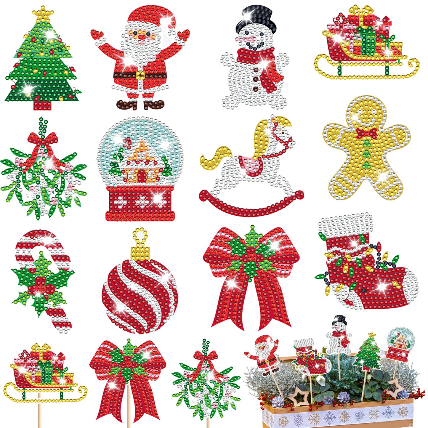 US Local 12 Pcs Christmas Rhinestones Painting Kits