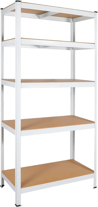 US Local 5 Layers Laminated White Metal Shelving Unit Adjustable Garage Storage Utility Rack Heavy Duty Shelf