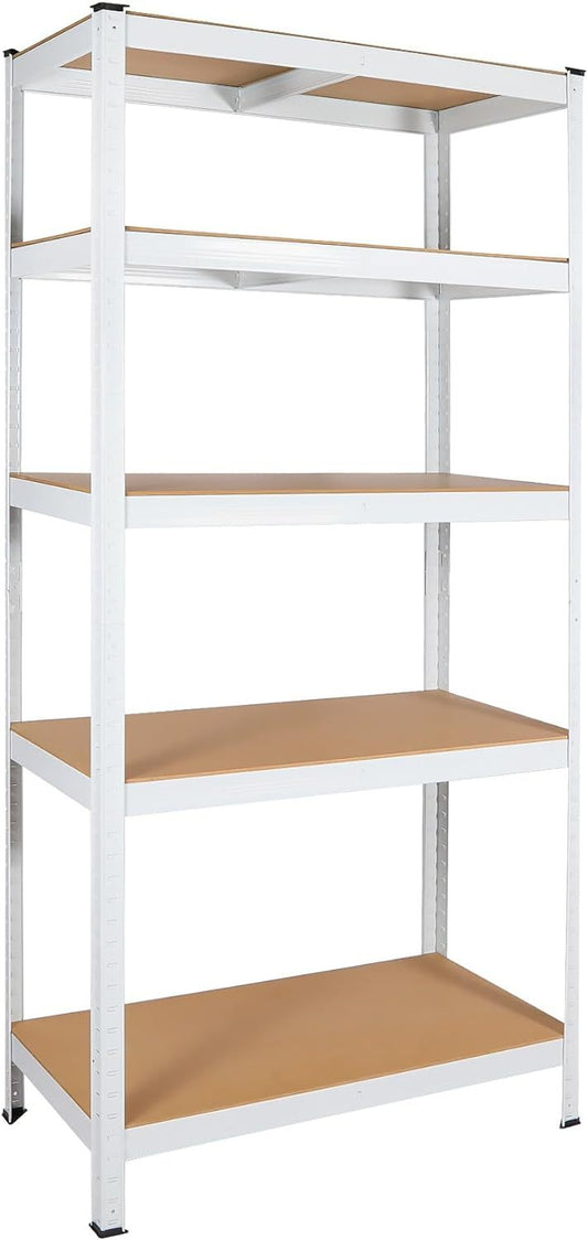 US Local 5 Layers Laminated White Metal Shelving Unit Adjustable Garage Storage Utility Rack Heavy Duty Shelf