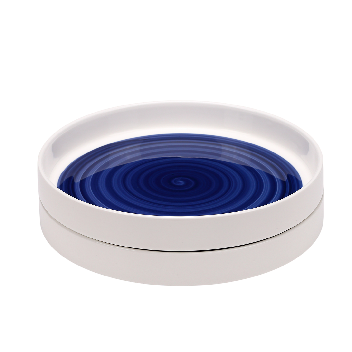 US Local White-Blue Ceramic Dinner Plates Set of 2 - Microwavable Plates for Heating Food Stylish Dinner Plates Dishwasher Safe Ceramic Plates