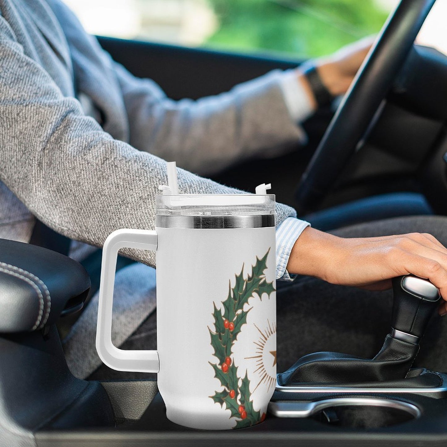 PHDT00327 POD US Local Tumbler 40 oz Large Capacity Car Cup Christmas Wreath