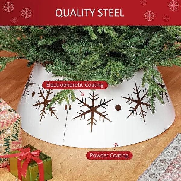 CA Local 26 Christmas Tree Base Cover, Christmas Tree Collar With Hollow Snowflake Patterns For Home Decoration, White