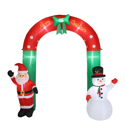 US Local 8ft With Santa Snowman 7 Lights Inflatable Festive Arch Decoration