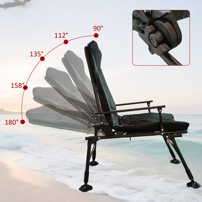 US Local Camping Lounge Chair, Portable Folding Recliner With Adjustable Backrest, Suitable For Indoor And Outdoor Camping, Beach Hiking, Fishing
