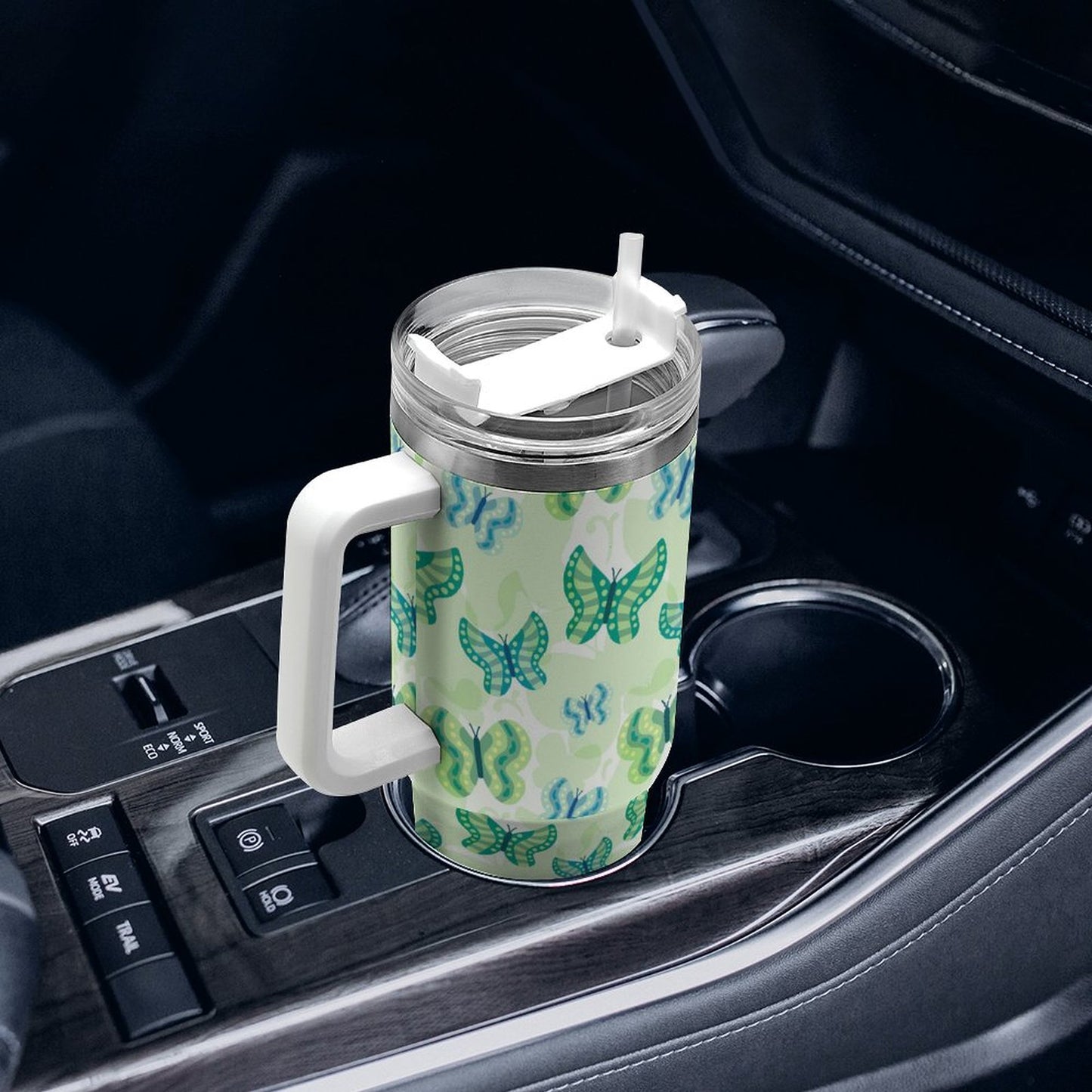 PHDT00519 POD US Local Tumbler 40oz Large Capacity Car Cup Butterfly Green