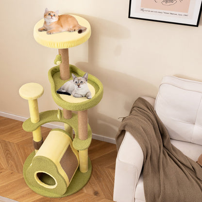 US Local Freestanding Multi-level Avocado Cat Tower With Private Condo