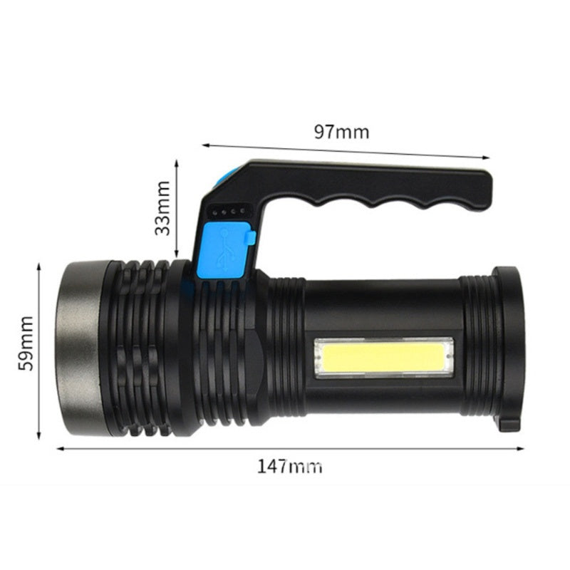 US Local LED Flashlight USB Rechargeable Torch COB Spotlight Camping Light High Lumens Emergency Lamp 3 Modes Waterproof