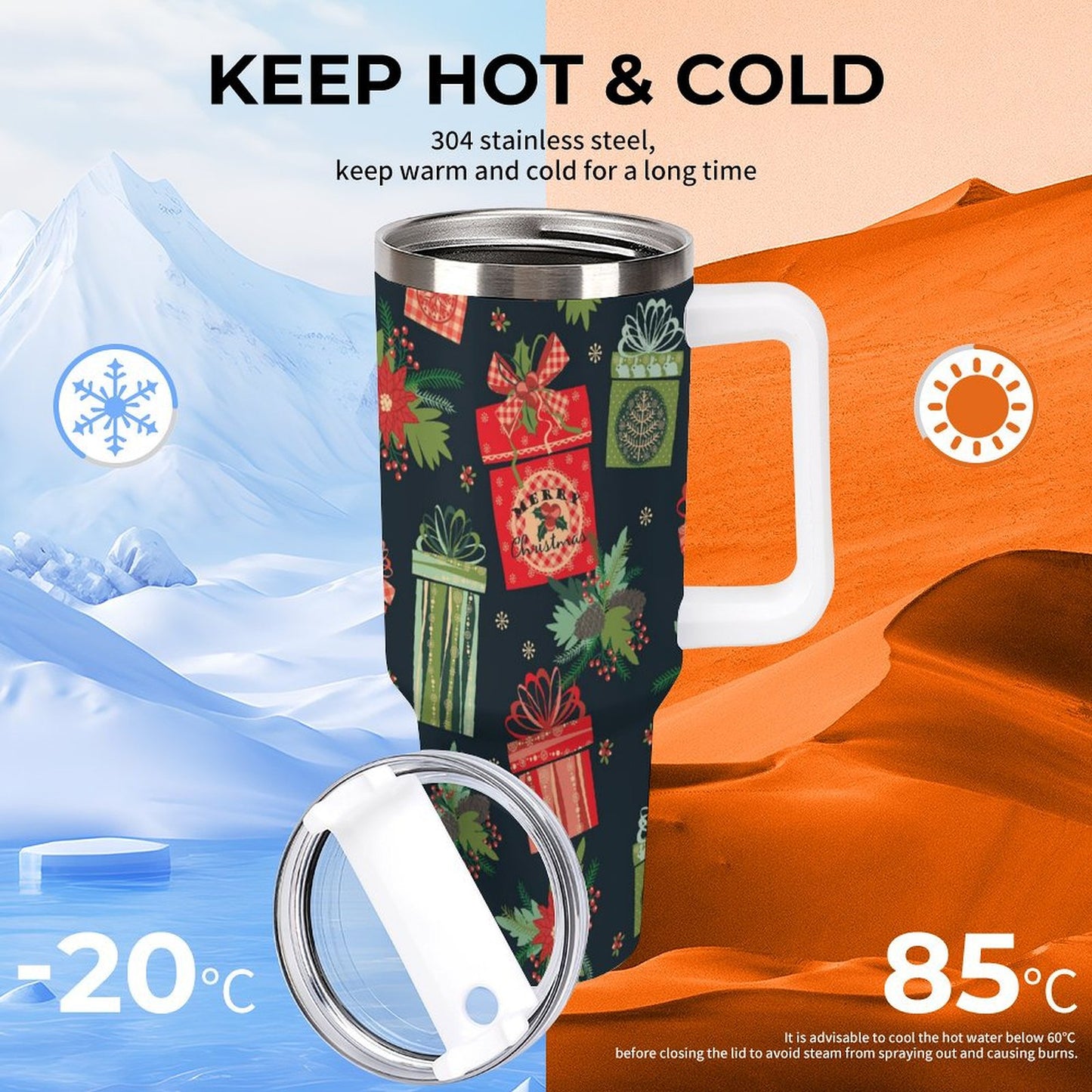 PHDT00009 POD US Local Tumbler 40 oz Large Capacity Car Cup Christmas