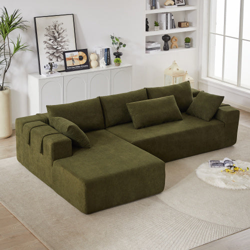 US Local Modern Chenille Upholstered Sectional Sofa Couch Set,Modular 108 L Shaped Sectional Living Room Sofa Set With 6 Pillows,Free Combination Sofa Couch For Living Room,Bedroom