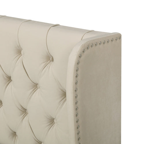 UK Local Upholstered Bed, With Hydraulic Lever, Functional Bed From Storage, 135 X 190 Cm, Without Mattress, Velvet, Beige
