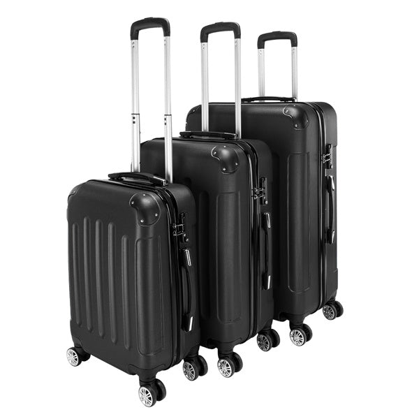 US Local 3-in-1 ABS Trolley Case 20 Inches-24 Inches-28 Inches Black