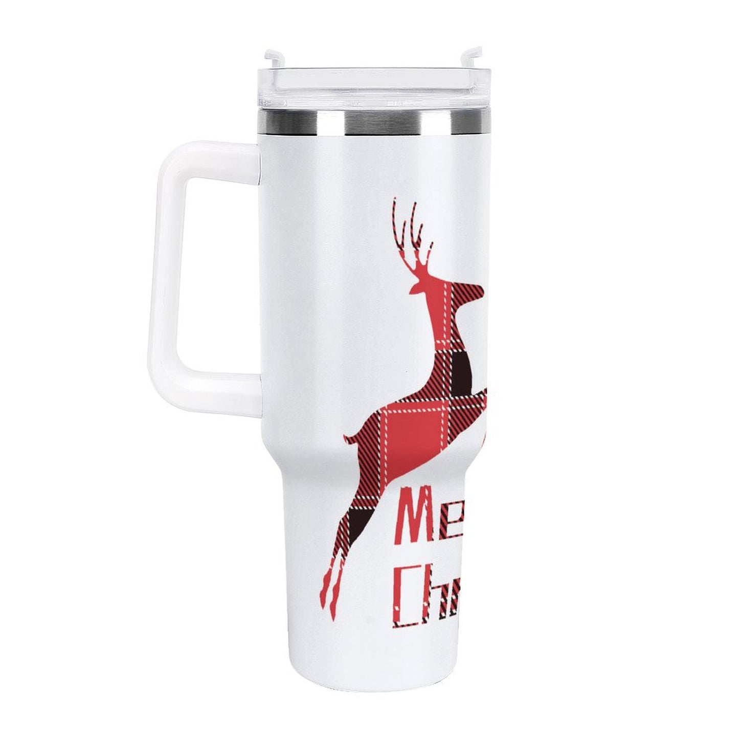 PHDT00432 POD US Local Tumbler 40 oz Large Capacity Car Cup Plaid Christmas Deer