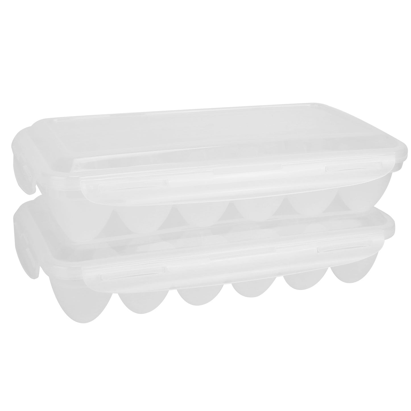 US Local 2Pcs Plastic Egg Holder Stackable Egg Storage Box Egg Rack For Refrigerator 18 Cavity Per Container Dishwasher Safe