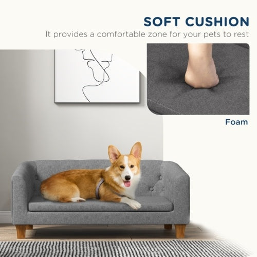 UK Local PawHut Dog Sofa Bed W  Soft Cushion For Medium Dogs - Grey