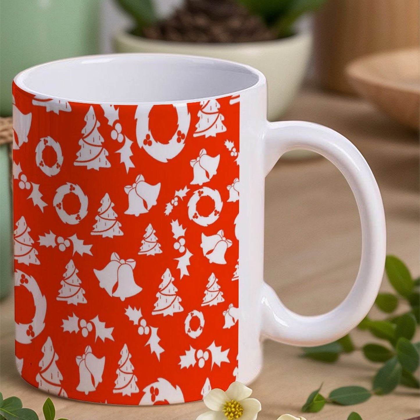 POD US Local White mug with full print, Christmas Red 0041