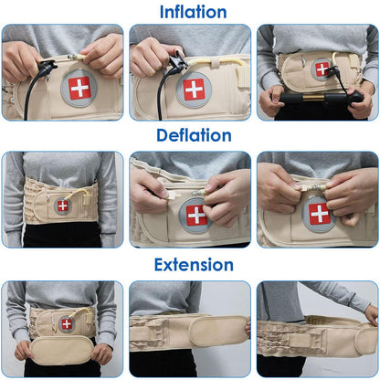 US Local 1 Pc Decompression Back Belt Lumbar Spine Support Lower Back Air Traction Device With Extension Pad For Men Women Pain Relief Fit For All Waist