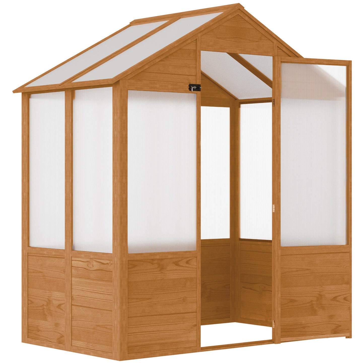 US Local 6x4x7 Polycarbonate Greenhouse, Walk-in Hot House Kit, Hobby Greenhouse With Lockable Door, Level 5 Wind Resistant Wooden Frame, Rustic Brown