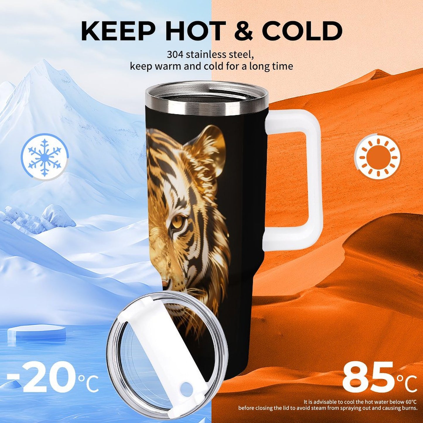 PHDT00462 POD US Local Tumbler 40 oz Large Capacity Car Cup Tiger