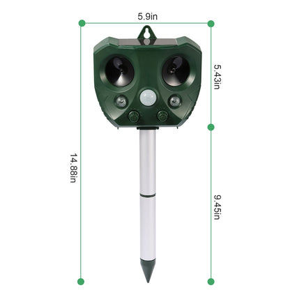 US Local 1 Pc Ultrasonic Animal Repeller Solar Powered Repellent With Motion Sensor LED Flashing Lights IPX6 Waterproof Outdoor For Farm Garden Yard