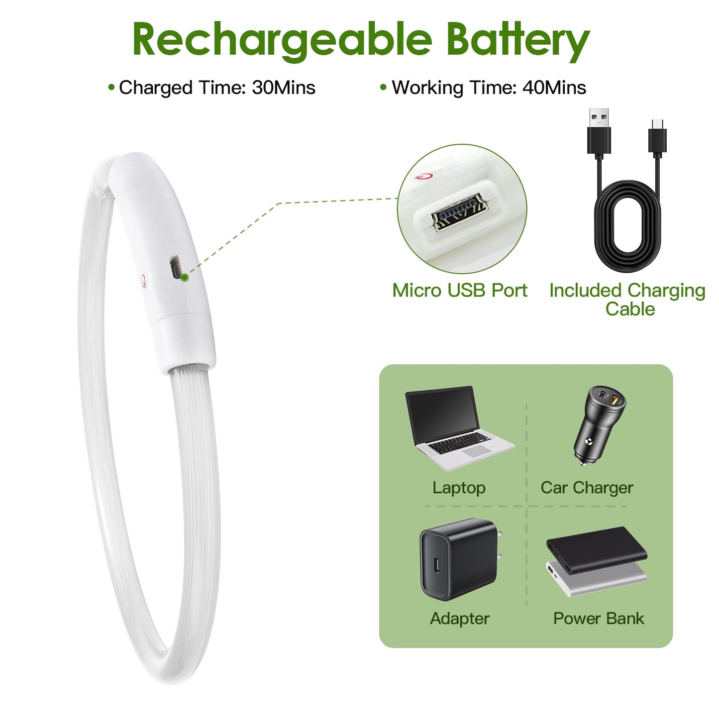 US Local 1 Pc USB Rechargeable LED Dog Collar Multi Color Lighting Dog Safety Collar Cuttable Length Glow Dog Collar For Small Medium Large Dog Night Walking