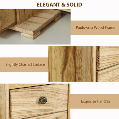 US Local 4-Tier Wooden Jewelry Box For Women, Jewelry Organizer With Mirror And 2 Drawers For Rings Earrings Necklaces, Brown