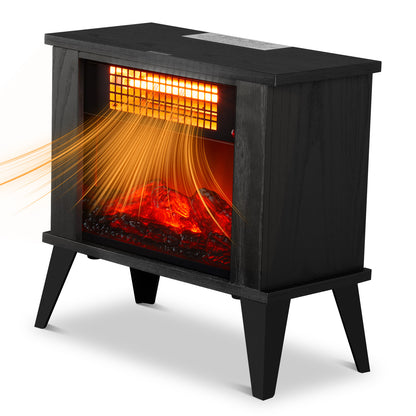 US Local ZOKOP HT1287B 120V 1000W 15in Fireplace Black Wood Free-standing - Quartz Tube - 2nd Gear Temperature Control - With Fake Firewood  - Single Color