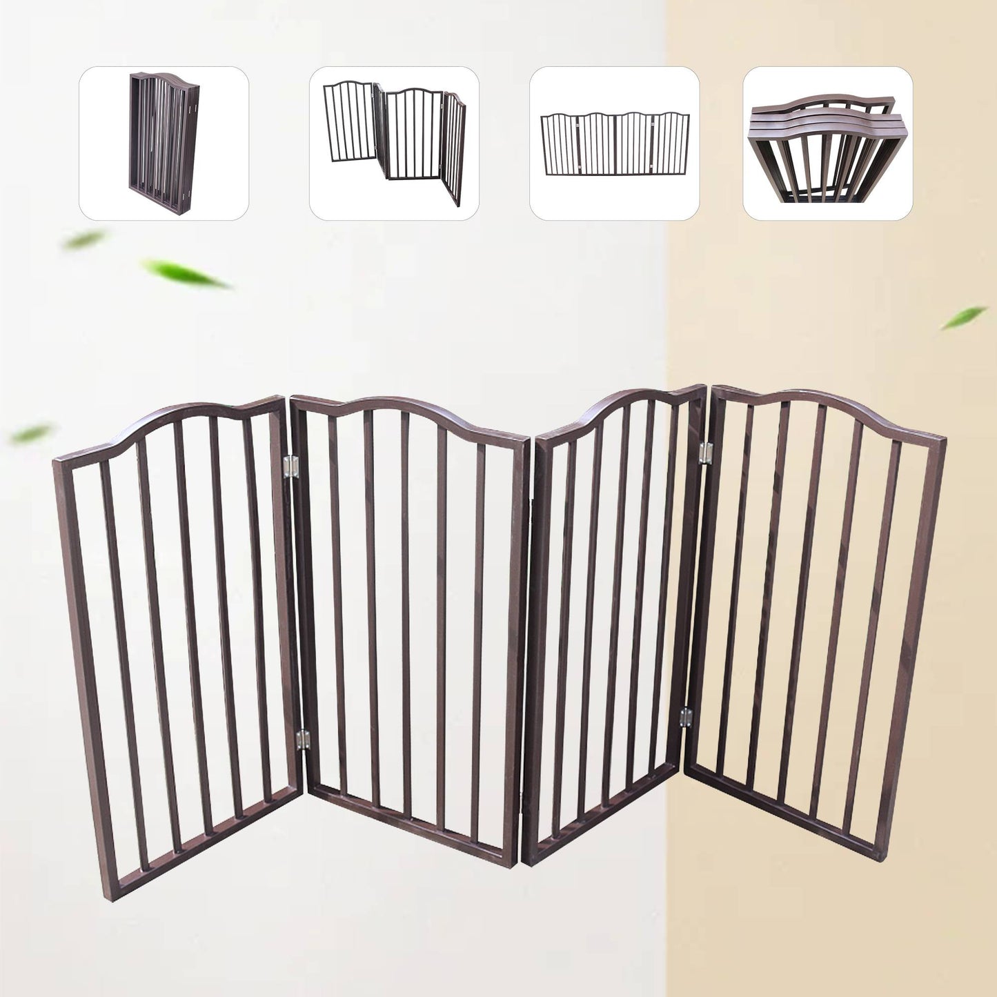 US Local Pet Gate,Dog Gate For Doorways,Stairs Or House,standing, Folding,Arc Wooden