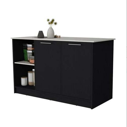 US Local Black And Onyx Double Door Cabinets Kitchen Island