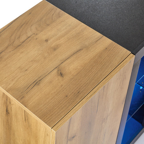 UK Local Modern Sideboard, Side Cabinet, Buffet Cabinet, Sideboard With 3 Drawers, Accent Console Table Storage Cabinet With Glass For Living Room, 140x40x80CM