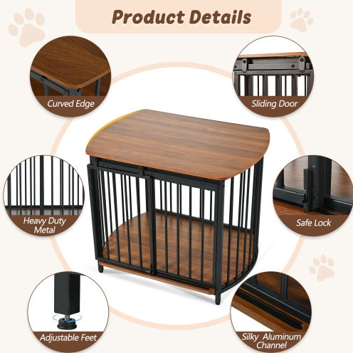US Local 31.5 Furniture Style Dog Crate For Small And Medium Dogs, Wooden Cage Indoor Kennel Furniture, Modern Dog Crate End Table With Double-Doors