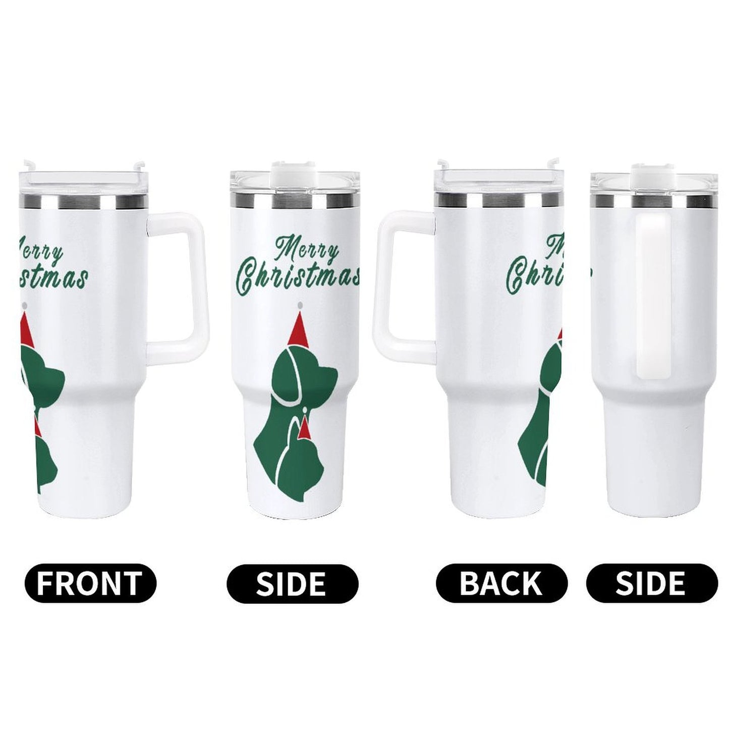 POD US Local 40 oz Large Capacity Car Cup Christmas Dog Cat Silhouette Simple Green