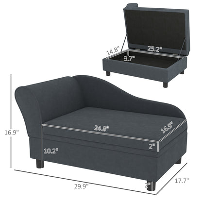 Pet Sofa Bed Couch With Storage, Pet Sofa For Cats And Small Dogs, Dark Gray