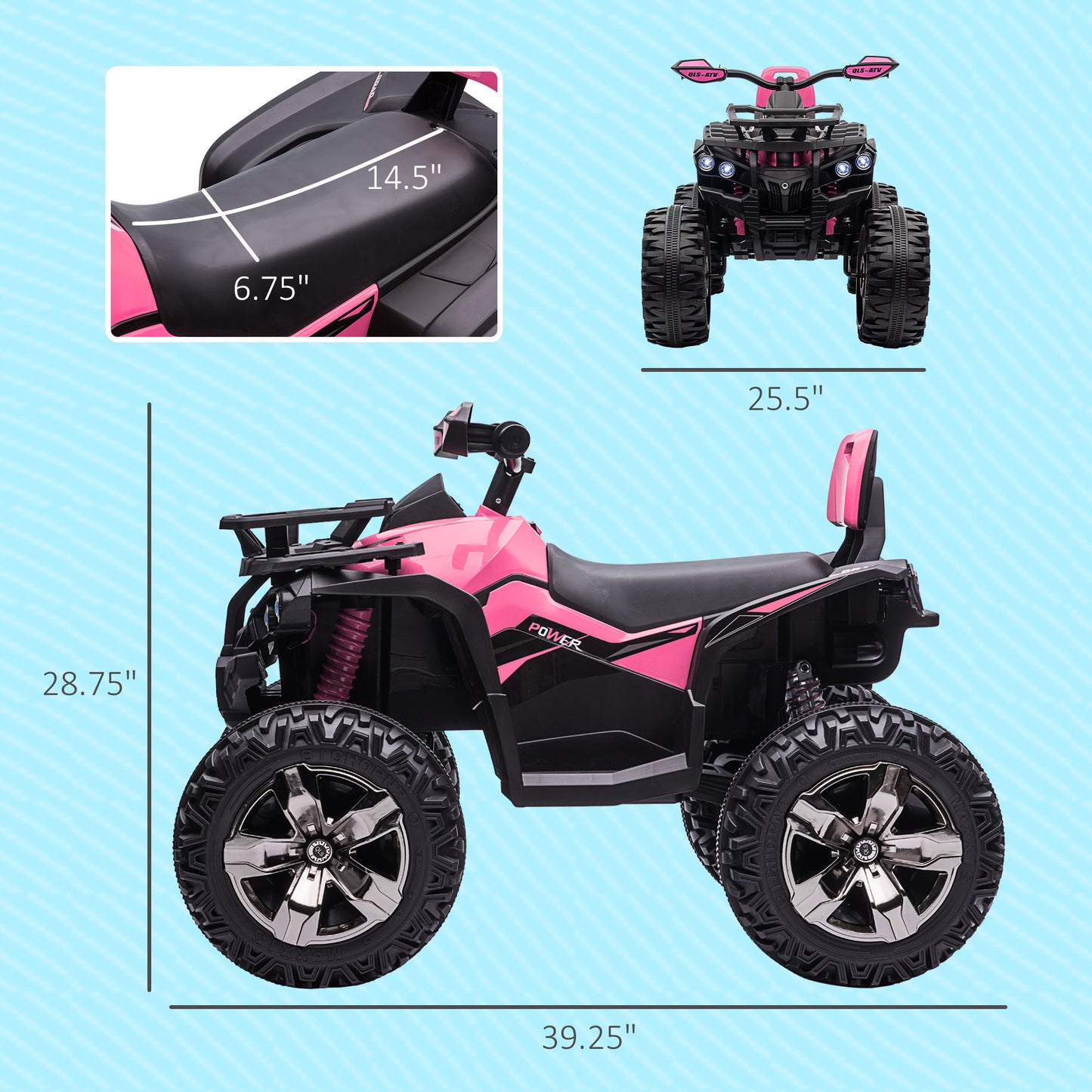 US Local 12V 4 Wheeler Kids ATV with Music, Headlights for 37-60 Months Boys and Girls, Pink