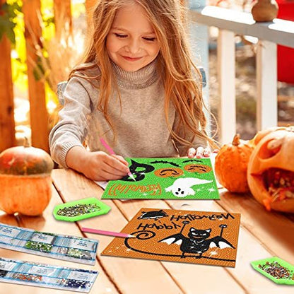 US Local Halloween Diamond Painting, 4-piece Full Diamond Painting Kit, Halloween Witch, Pumpkin, And Bat DIY Diamond Crafts Gift, Suitable For Family Wall Decoration For Adults And Children - Banned For Sale