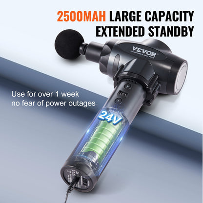 US Local VEVOR Massage Gun Deep Tissue With 9 Speed Levels & 6 Massage Heads, 24V 2500mAh Batteries, Percussion Muscle Massager For Athletes, Handheld Electric Massage Gun For Pain Relief, Muscle Relaxation