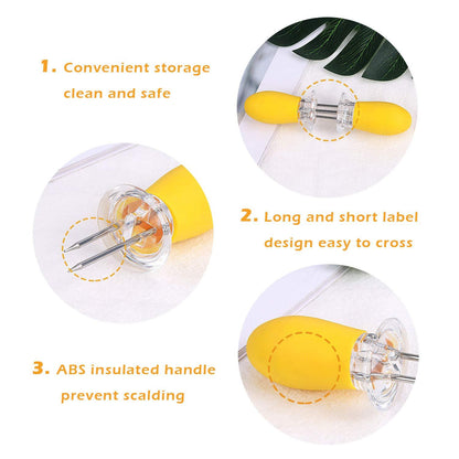 US Local Yellow Corn Cob Holder Stainless Steel Fork Skewer Is Suitable For Corn On The Cob Grilling Tools